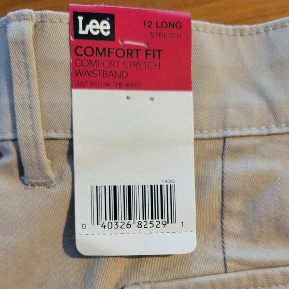 Lee Comfort Fit stretch straight leg pants, "Sahara" tan, size Misses 12 Long - Picture 3 of 15